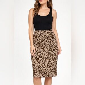 14th & Union Leopard Print Pencil Skirt Tan Black Animal Print